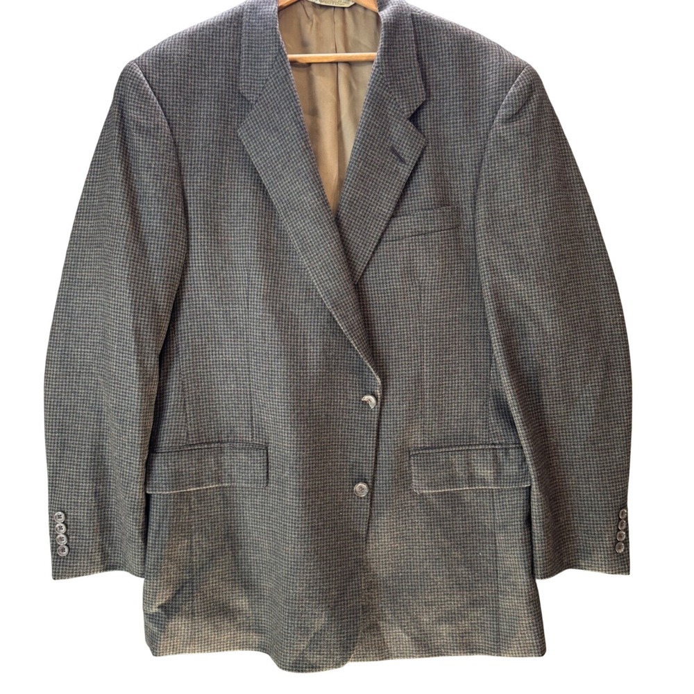 Vintage Evan Picone Wool Blazer Mens 44L Houndstooth Preppy Academia
